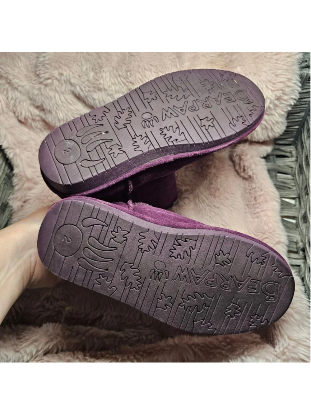 Bearpaw Emma Youth Suede Boots - Purple Short Shearling Winter Boots